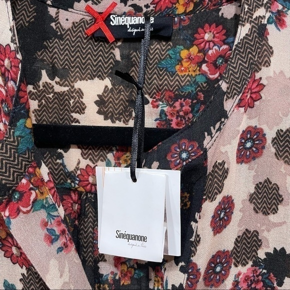 sinequanone flower print wool long sleeve shirt NWT size 10 - Picture 5 of 7